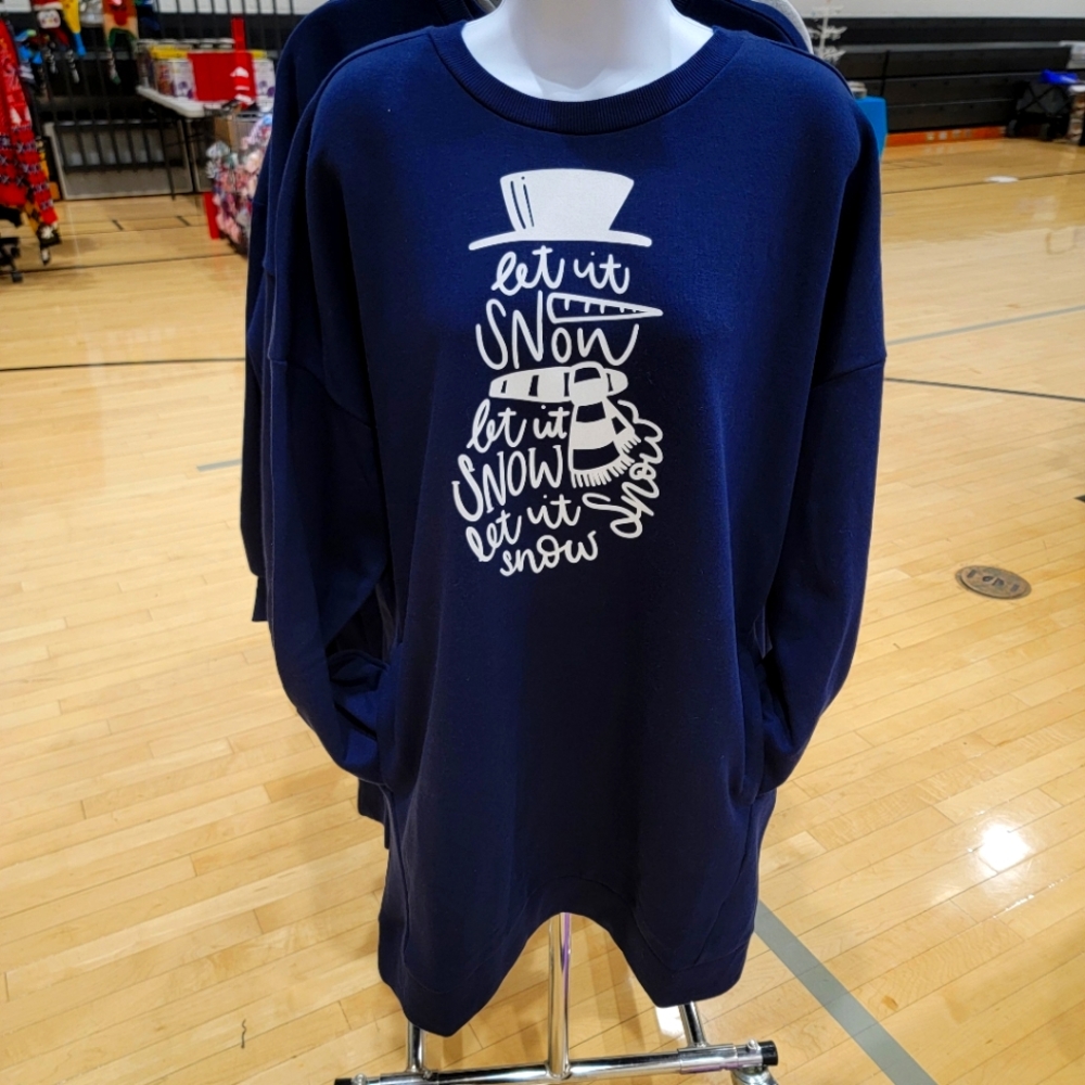 Navy Tunic Sweatshirt with snowman print